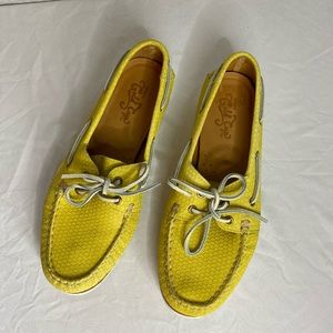 SPERRY Top-Sider GOLD CUP Women's Yellow Textured Leather Loafers Boat Shoes